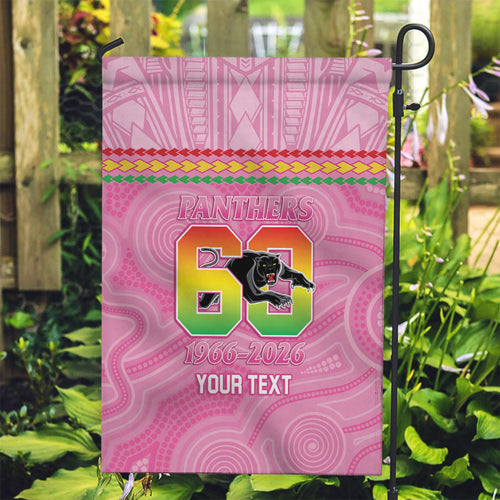 Penrith Panthers Rugby Custom Garden Flag 60 Years Anniversary Pink Polynesian Aboriginal Art