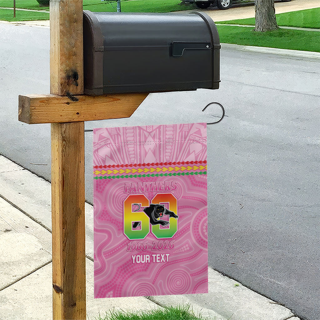 Penrith Panthers Rugby Custom Garden Flag 60 Years Anniversary Pink Polynesian Aboriginal Art
