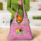 Penrith Panthers Rugby Custom Grocery Bag 60 Years Anniversary Pink Polynesian Aboriginal Art