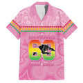 Penrith Panthers Rugby Custom Hawaiian Shirt 60 Years Anniversary Pink Polynesian Aboriginal Art