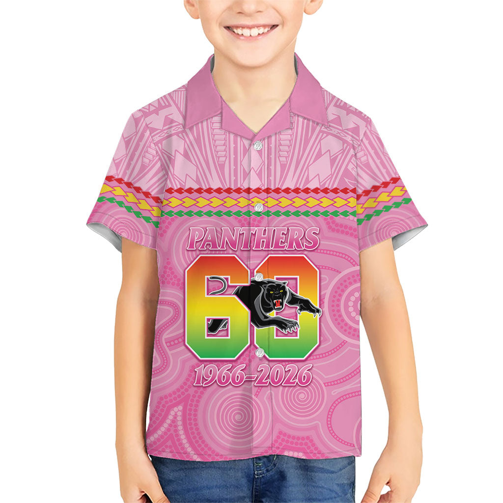 Penrith Panthers Rugby Custom Hawaiian Shirt 60 Years Anniversary Pink Polynesian Aboriginal Art