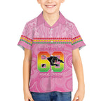 Penrith Panthers Rugby Custom Hawaiian Shirt 60 Years Anniversary Pink Polynesian Aboriginal Art