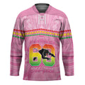 Penrith Panthers Rugby Custom Hockey Jersey 60 Years Anniversary Pink Polynesian Aboriginal Art