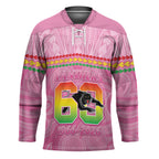 Penrith Panthers Rugby Custom Hockey Jersey 60 Years Anniversary Pink Polynesian Aboriginal Art