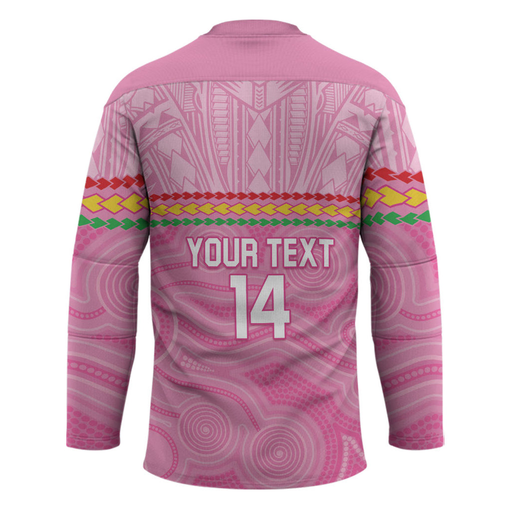 Penrith Panthers Rugby Custom Hockey Jersey 60 Years Anniversary Pink Polynesian Aboriginal Art