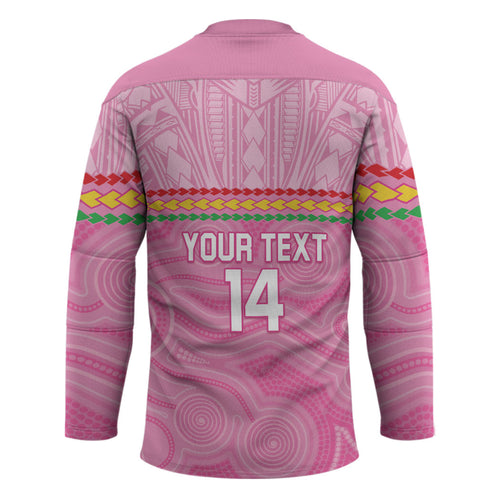 Penrith Panthers Rugby Custom Hockey Jersey 60 Years Anniversary Pink Polynesian Aboriginal Art