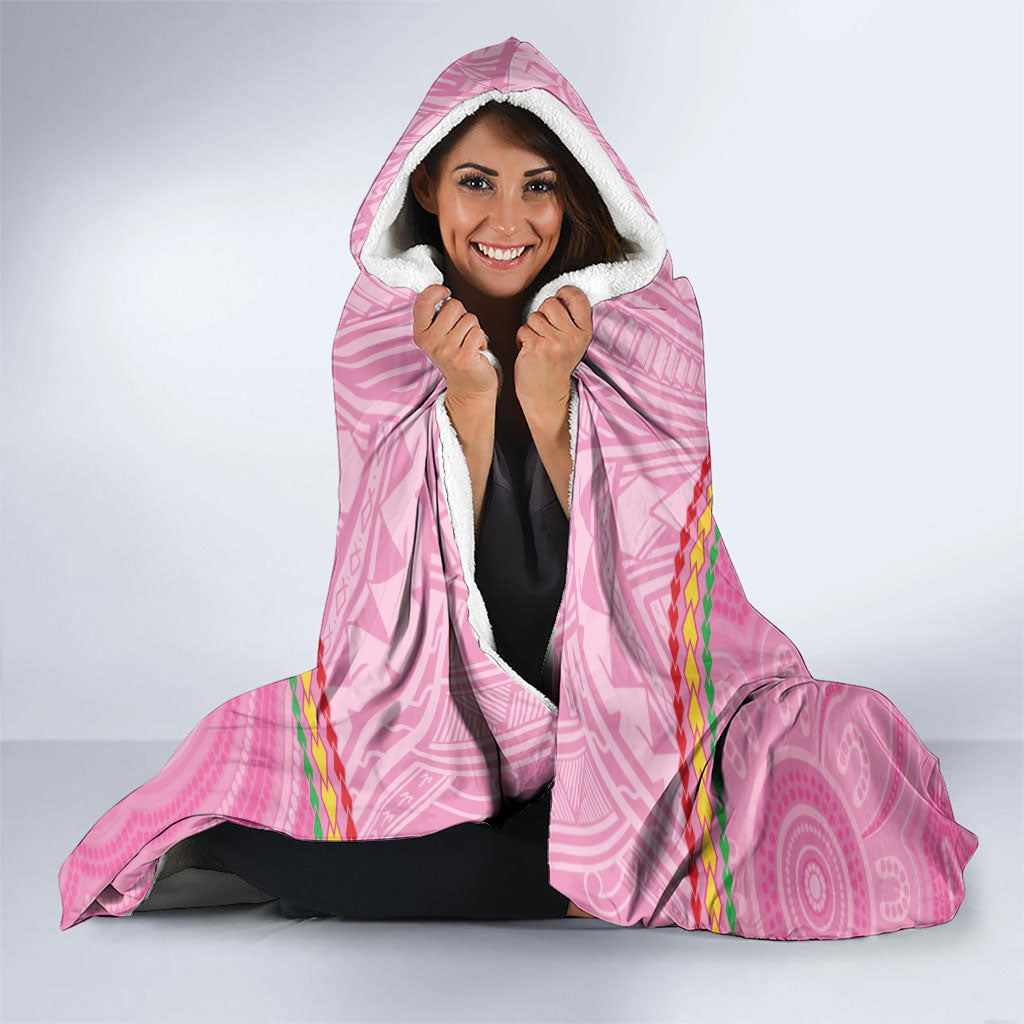 Penrith Panthers Rugby Custom Hooded Blanket 60 Years Anniversary Pink Polynesian Aboriginal Art
