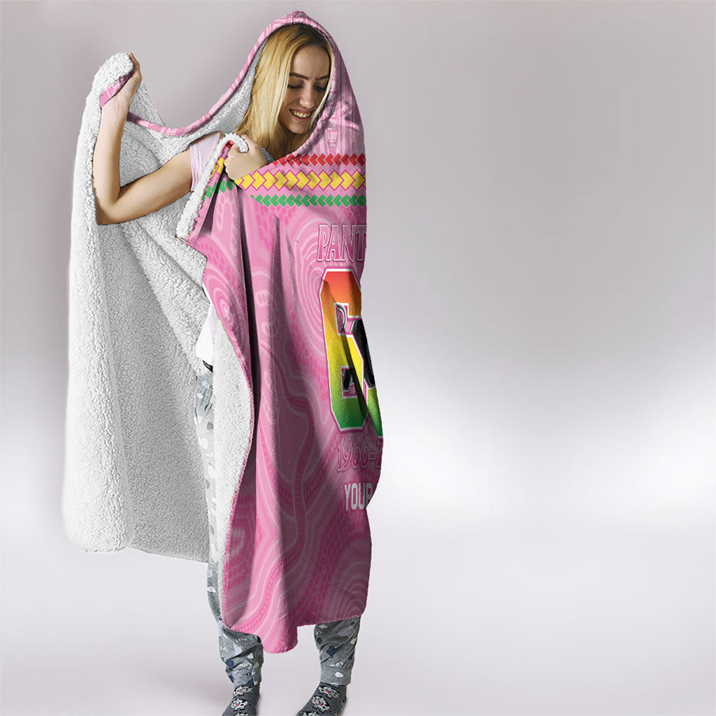 Penrith Panthers Rugby Custom Hooded Blanket 60 Years Anniversary Pink Polynesian Aboriginal Art