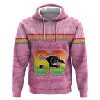 Penrith Panthers Rugby Custom Hoodie 60 Years Anniversary Pink Polynesian Aboriginal Art