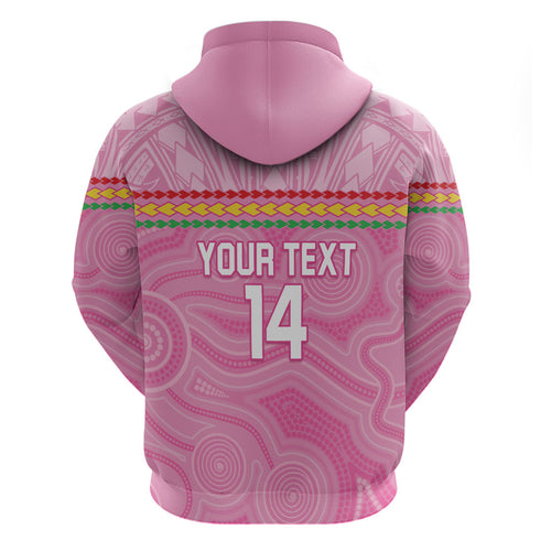 Penrith Panthers Rugby Custom Hoodie 60 Years Anniversary Pink Polynesian Aboriginal Art