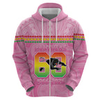 Penrith Panthers Rugby Custom Hoodie 60 Years Anniversary Pink Polynesian Aboriginal Art