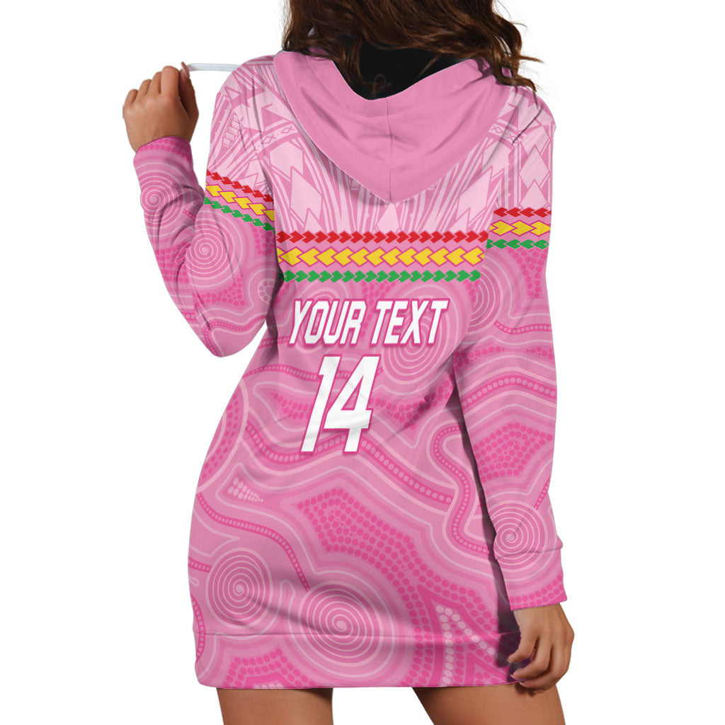 Penrith Panthers Rugby Custom Hoodie Dress 60 Years Anniversary Pink Polynesian Aboriginal Art