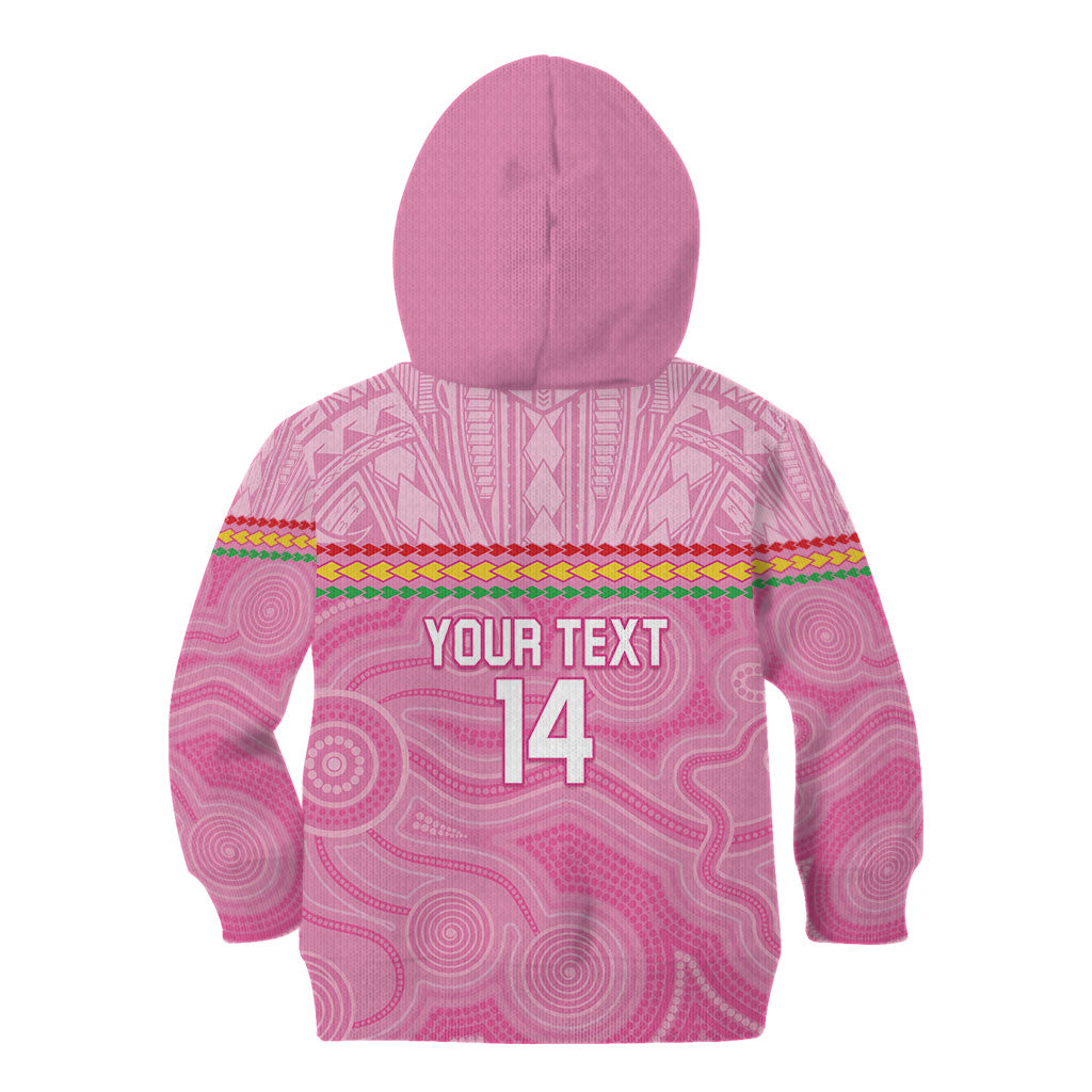 Penrith Panthers Rugby Custom Kid Hoodie 60 Years Anniversary Pink Polynesian Aboriginal Art