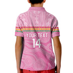 Penrith Panthers Rugby Custom Kid Polo Shirt 60 Years Anniversary Pink Polynesian Aboriginal Art