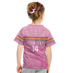 Penrith Panthers Rugby Custom Kid T Shirt 60 Years Anniversary Pink Polynesian Aboriginal Art