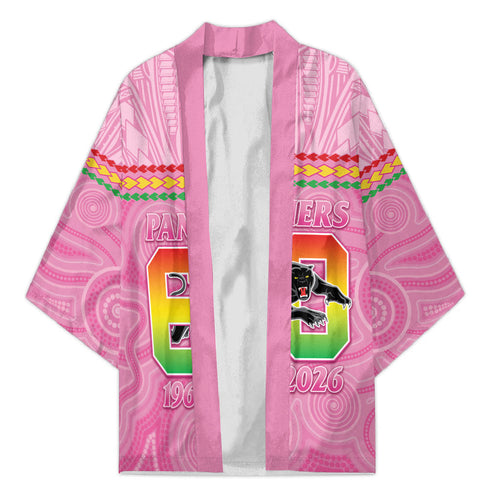 Penrith Panthers Rugby Custom Kimono 60 Years Anniversary Pink Polynesian Aboriginal Art