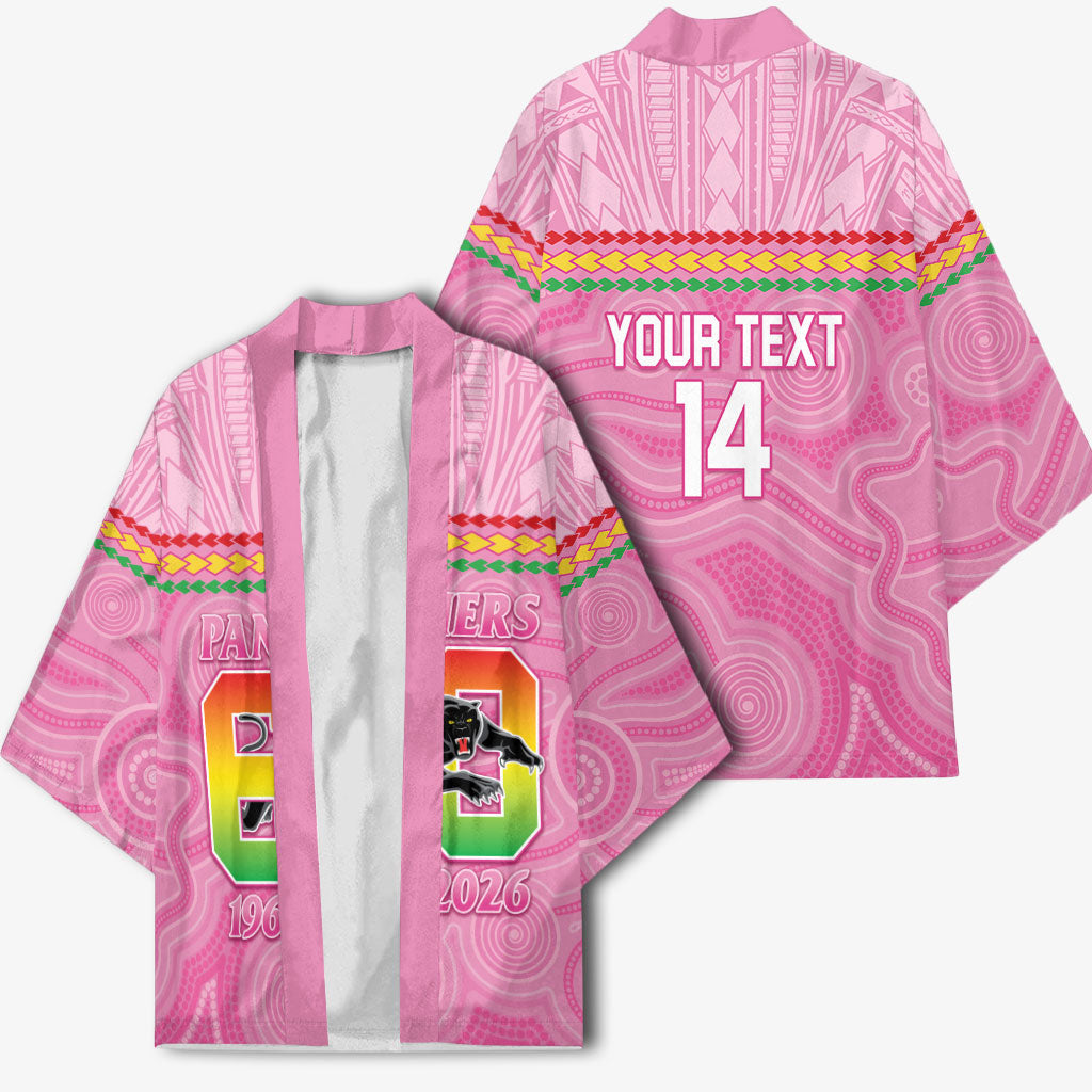Penrith Panthers Rugby Custom Kimono 60 Years Anniversary Pink Polynesian Aboriginal Art