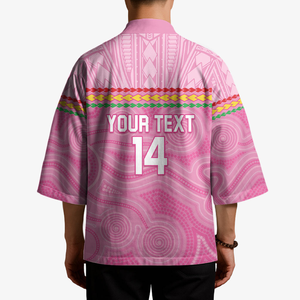 Penrith Panthers Rugby Custom Kimono 60 Years Anniversary Pink Polynesian Aboriginal Art