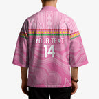Penrith Panthers Rugby Custom Kimono 60 Years Anniversary Pink Polynesian Aboriginal Art