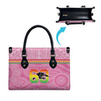 Penrith Panthers Rugby Custom Leather Bag 60 Years Anniversary Pink Polynesian Aboriginal Art