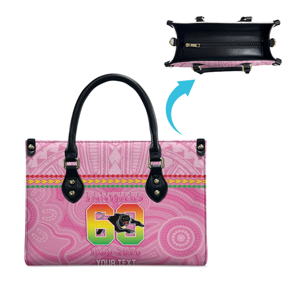 Penrith Panthers Rugby Custom Leather Bag 60 Years Anniversary Pink Polynesian Aboriginal Art