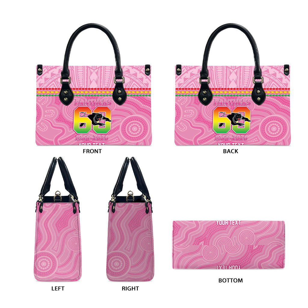 Penrith Panthers Rugby Custom Leather Bag 60 Years Anniversary Pink Polynesian Aboriginal Art