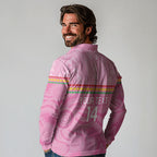 Penrith Panthers Rugby Custom Long Sleeve Polo Shirt 60 Years Anniversary Pink Polynesian Aboriginal Art