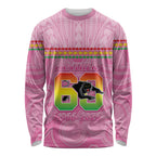 Penrith Panthers Rugby Custom Long Sleeve Shirt 60 Years Anniversary Pink Polynesian Aboriginal Art