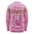 Penrith Panthers Rugby Custom Long Sleeve Shirt 60 Years Anniversary Pink Polynesian Aboriginal Art