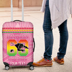 Penrith Panthers Rugby Custom Luggage Cover 60 Years Anniversary Pink Polynesian Aboriginal Art