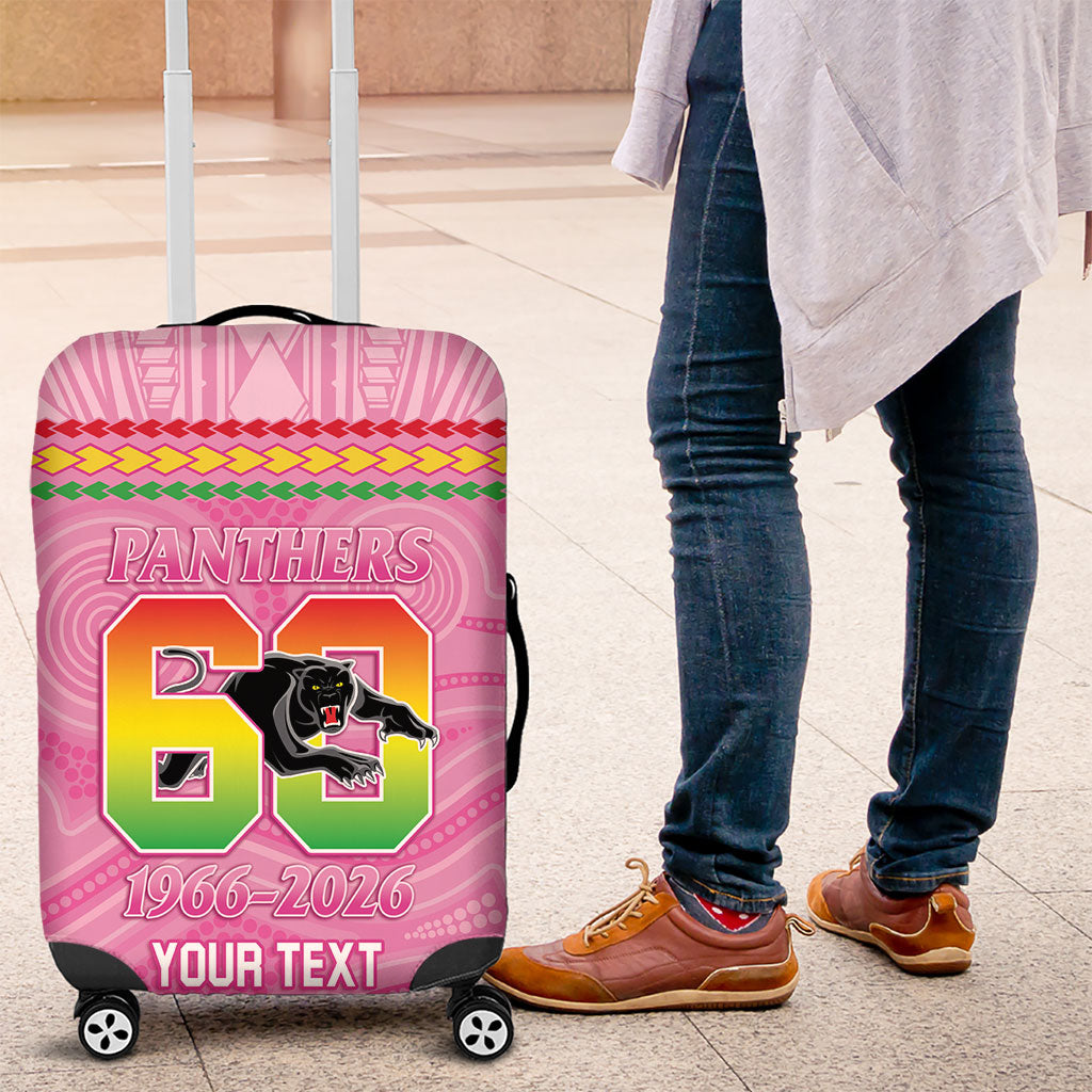Penrith Panthers Rugby Custom Luggage Cover 60 Years Anniversary Pink Polynesian Aboriginal Art