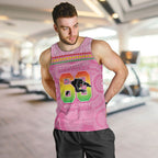 Penrith Panthers Rugby Custom Men Tank Top 60 Years Anniversary Pink Polynesian Aboriginal Art