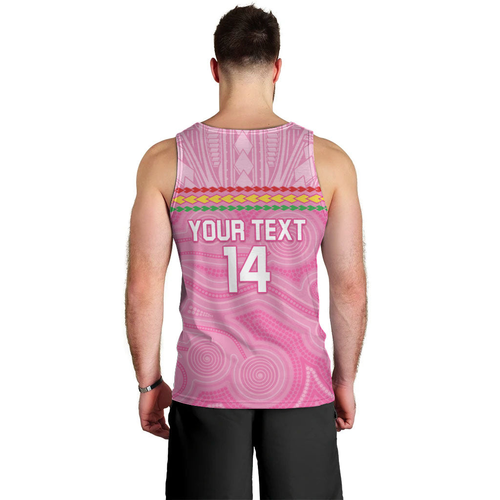 Penrith Panthers Rugby Custom Men Tank Top 60 Years Anniversary Pink Polynesian Aboriginal Art