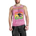 Penrith Panthers Rugby Custom Men Tank Top 60 Years Anniversary Pink Polynesian Aboriginal Art