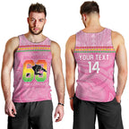 Penrith Panthers Rugby Custom Men Tank Top 60 Years Anniversary Pink Polynesian Aboriginal Art