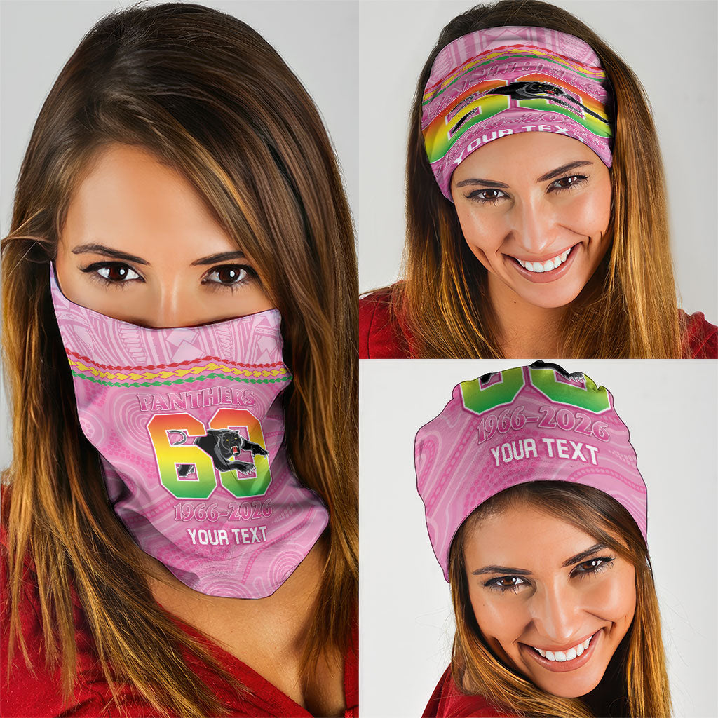 Penrith Panthers Rugby Custom Neck Gaiter 60 Years Anniversary Pink Polynesian Aboriginal Art