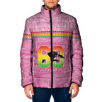 Penrith Panthers Rugby Custom Padded Jacket 60 Years Anniversary Pink Polynesian Aboriginal Art