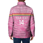 Penrith Panthers Rugby Custom Padded Jacket 60 Years Anniversary Pink Polynesian Aboriginal Art