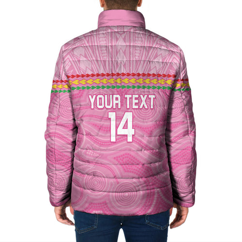 Penrith Panthers Rugby Custom Padded Jacket 60 Years Anniversary Pink Polynesian Aboriginal Art