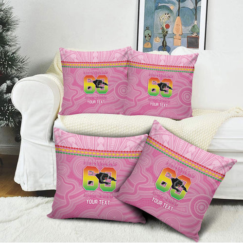 Penrith Panthers Rugby Custom Pillow Cover 60 Years Anniversary Pink Polynesian Aboriginal Art
