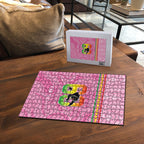 Penrith Panthers Rugby Custom Puzzle 60 Years Anniversary Pink Polynesian Aboriginal Art