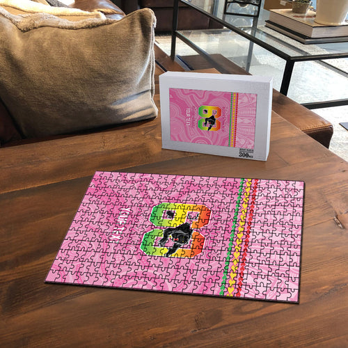 Penrith Panthers Rugby Custom Puzzle 60 Years Anniversary Pink Polynesian Aboriginal Art