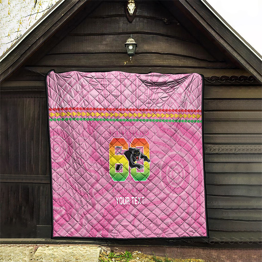 Penrith Panthers Rugby Custom Quilt 60 Years Anniversary Pink Polynesian Aboriginal Art