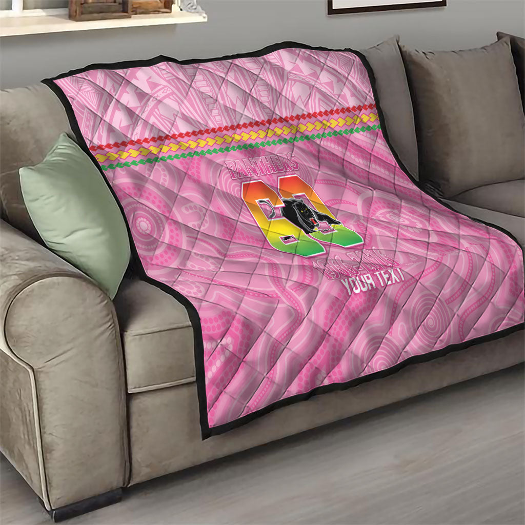 Penrith Panthers Rugby Custom Quilt 60 Years Anniversary Pink Polynesian Aboriginal Art