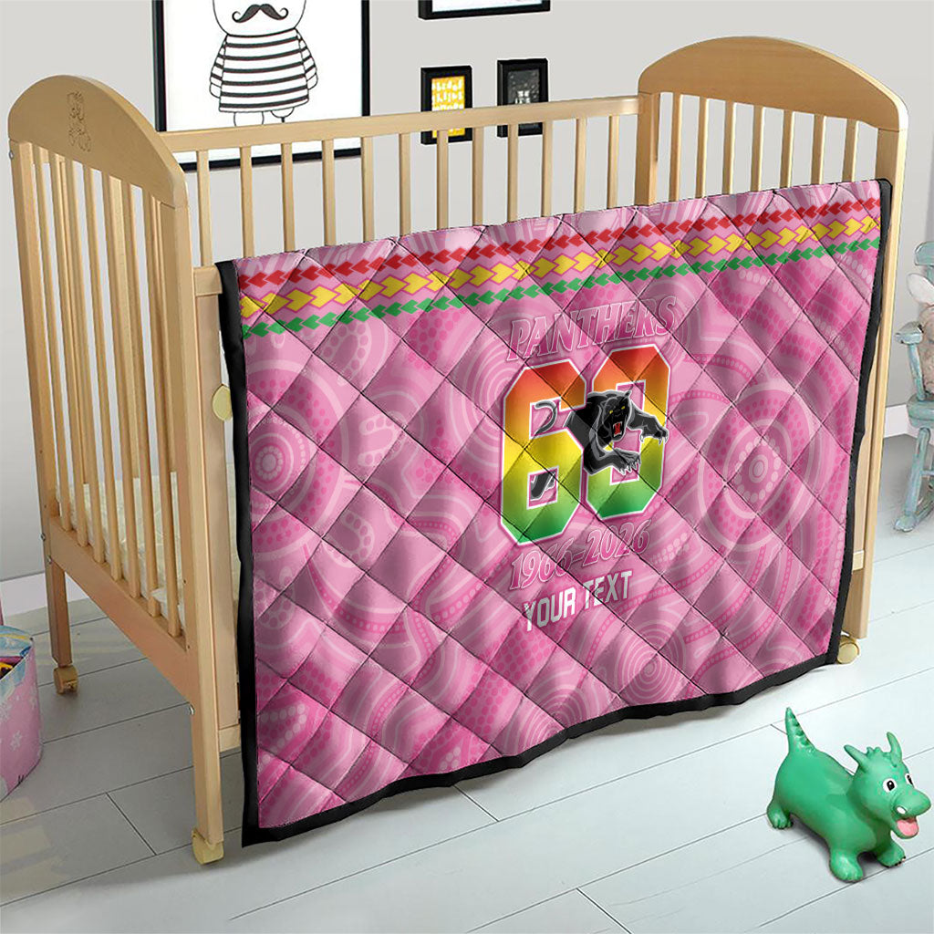 Penrith Panthers Rugby Custom Quilt 60 Years Anniversary Pink Polynesian Aboriginal Art