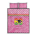 Penrith Panthers Rugby Custom Quilt Bed Set 60 Years Anniversary Pink Polynesian Aboriginal Art