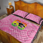 Penrith Panthers Rugby Custom Quilt Bed Set 60 Years Anniversary Pink Polynesian Aboriginal Art