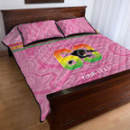 Penrith Panthers Rugby Custom Quilt Bed Set 60 Years Anniversary Pink Polynesian Aboriginal Art