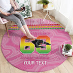Penrith Panthers Rugby Custom Round Carpet 60 Years Anniversary Pink Polynesian Aboriginal Art