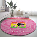 Penrith Panthers Rugby Custom Round Carpet 60 Years Anniversary Pink Polynesian Aboriginal Art